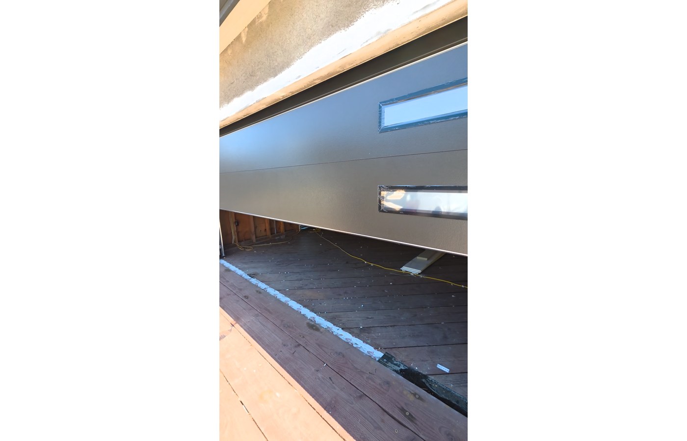 Modern garage door with windows